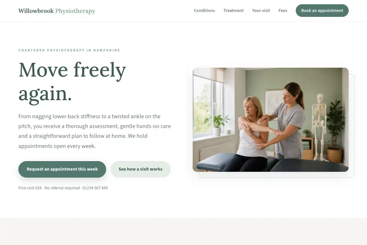 Physios & Therapists website design preview