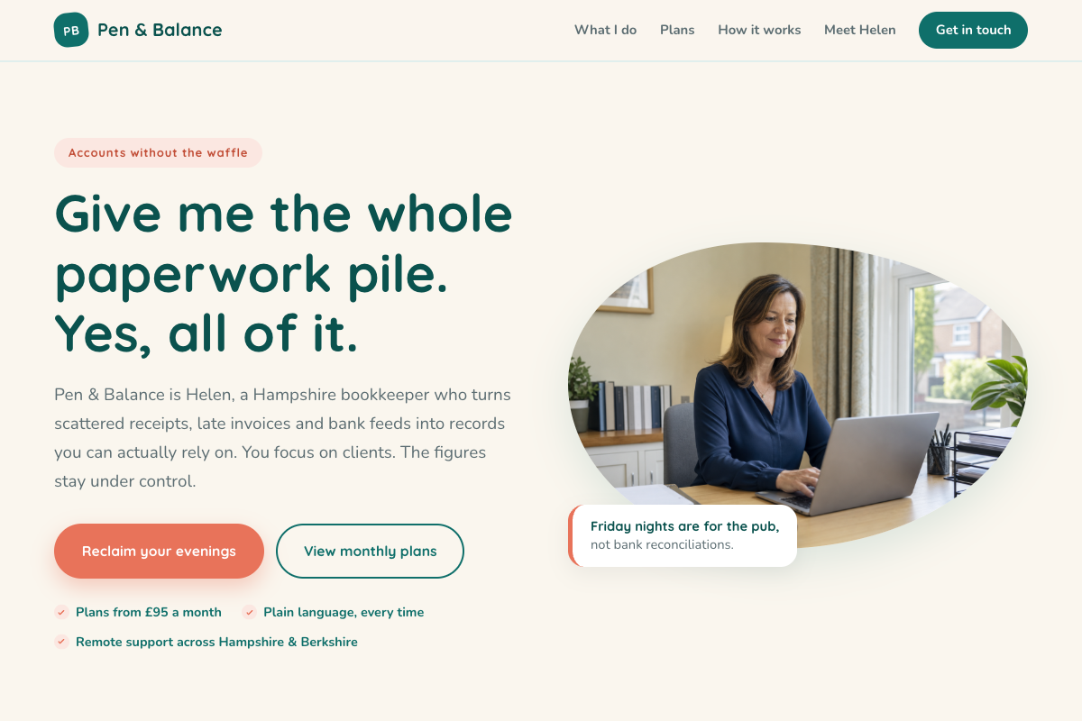 Bookkeepers website design preview