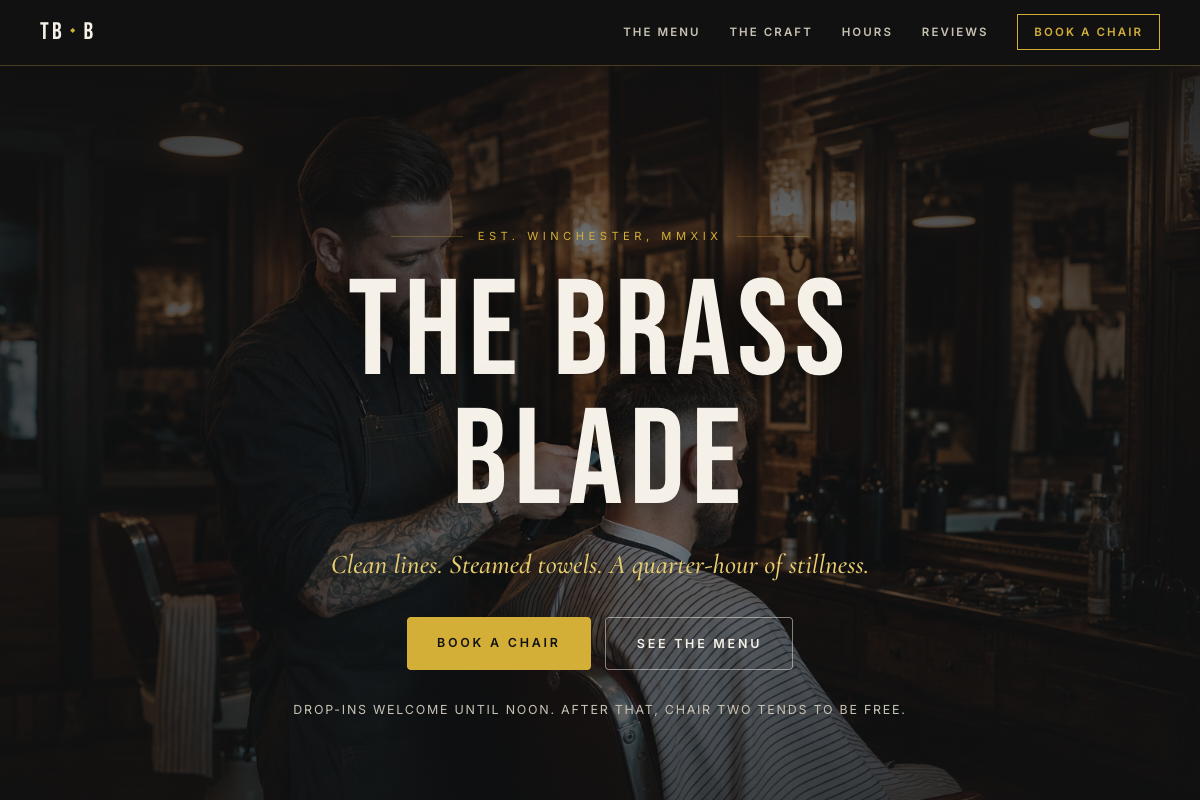 Barbers website design preview