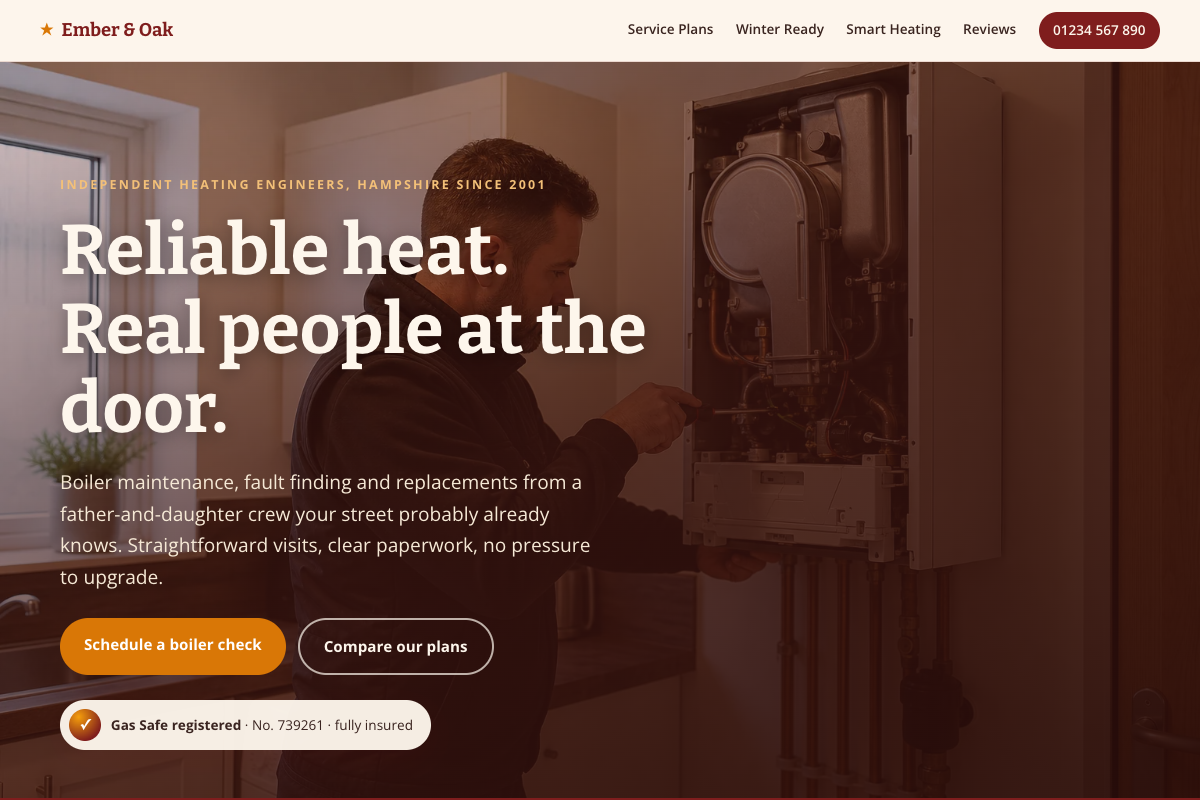 Heating Engineers website design preview