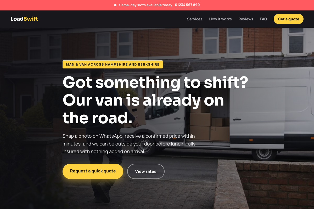 Man & Van website design preview