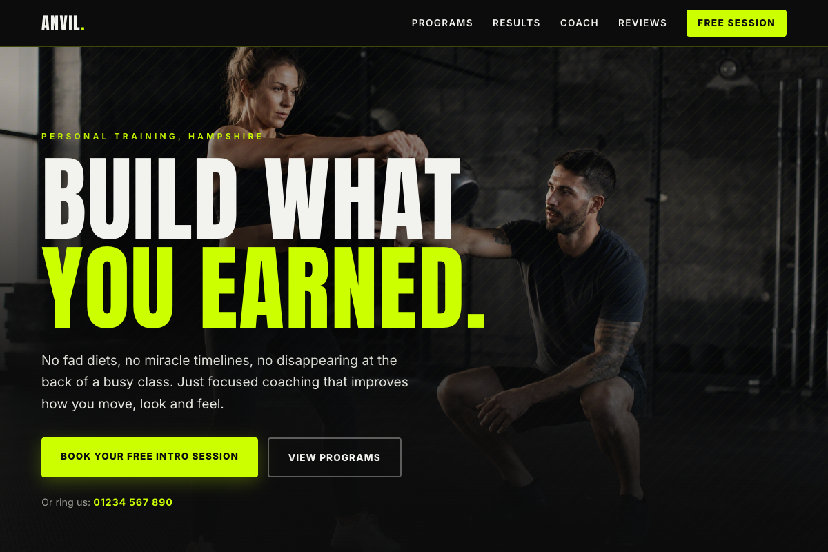 Gyms & Fitness website design preview