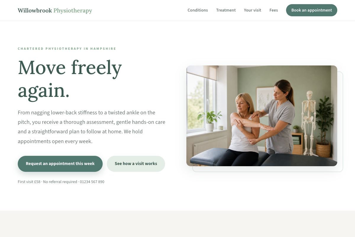 Physios & Therapists website design preview