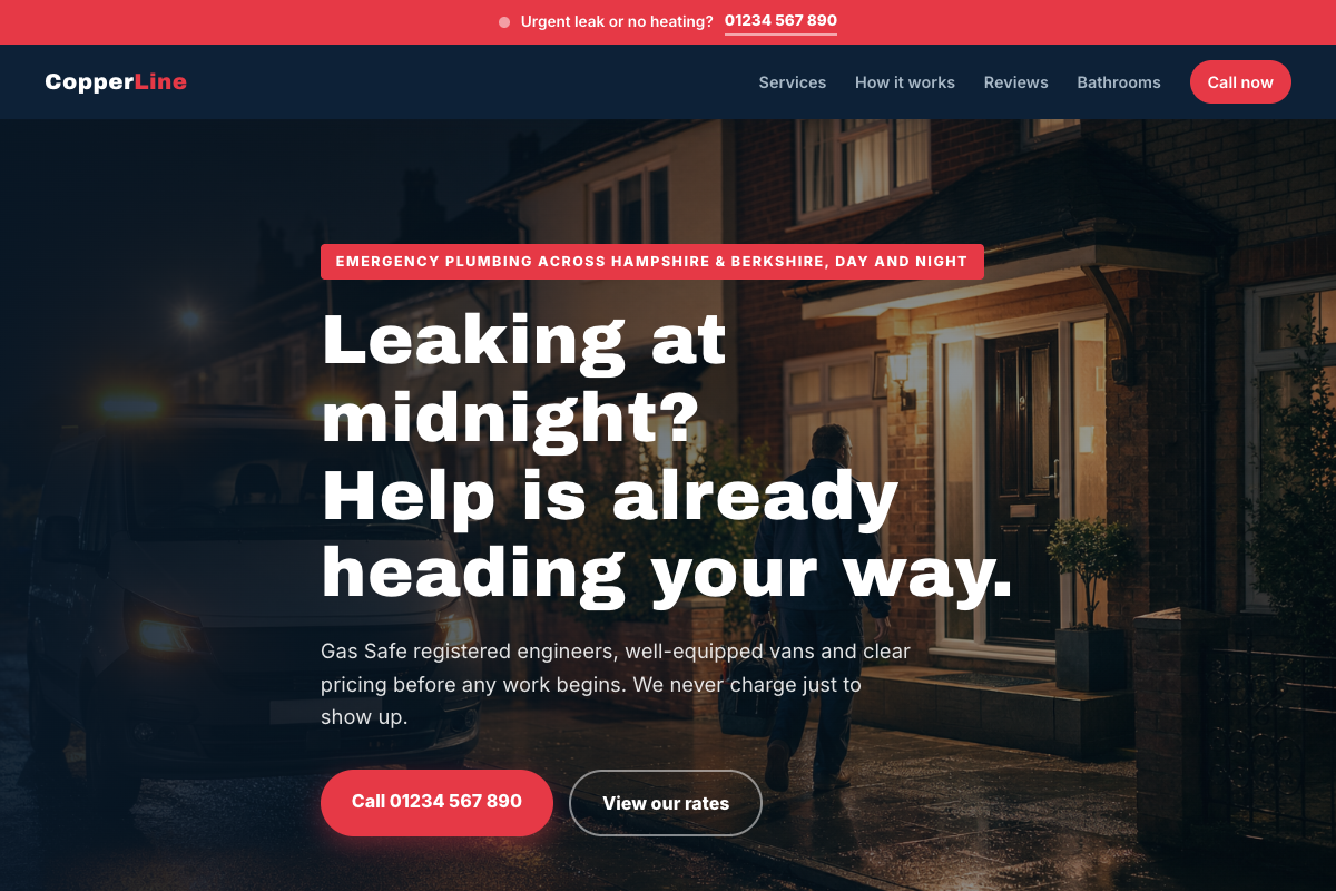 Plumbers website design preview