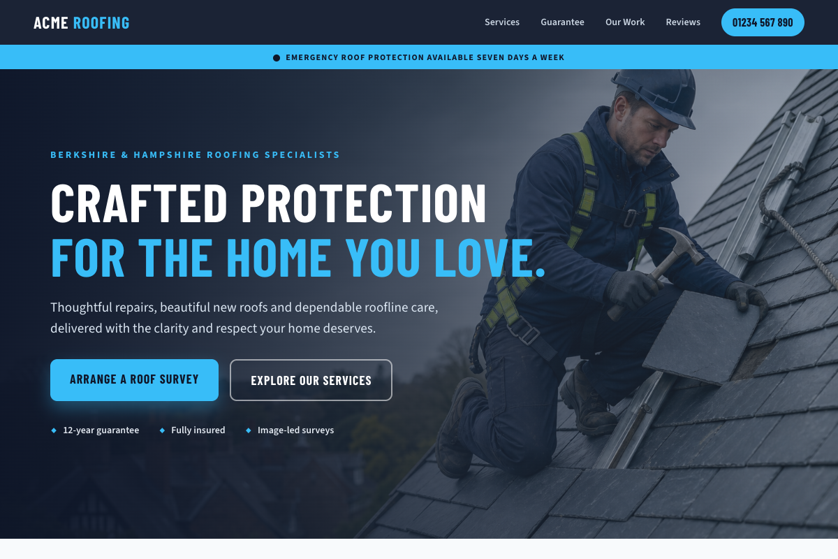 Roofers website design preview